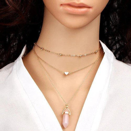 Collar Cuarzo Rosa Del Amor