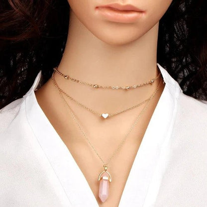 Collar Cuarzo Rosa Del Amor