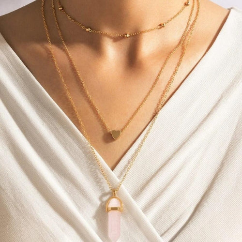 Collar Cuarzo Rosa Del Amor